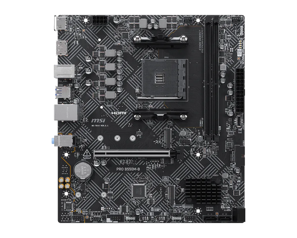 MSI PRO B550M-B AM4 DDR4 4600(OC) HDMI DP 2x M.2 USB 5Gbps mATX